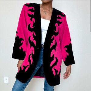 Vintage Hot Pink & Black Flame Over Coat